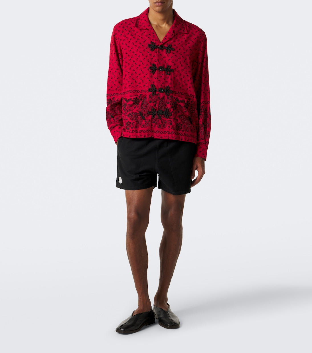 Bode - Beaded Kerchief printed cotton flannel shirt