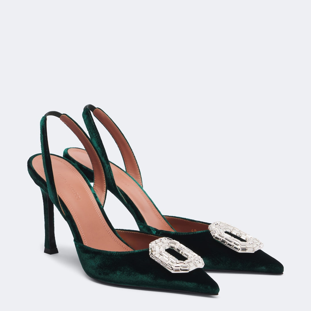 Amina Muaddi - Camelia embellished velvet slingback pumps