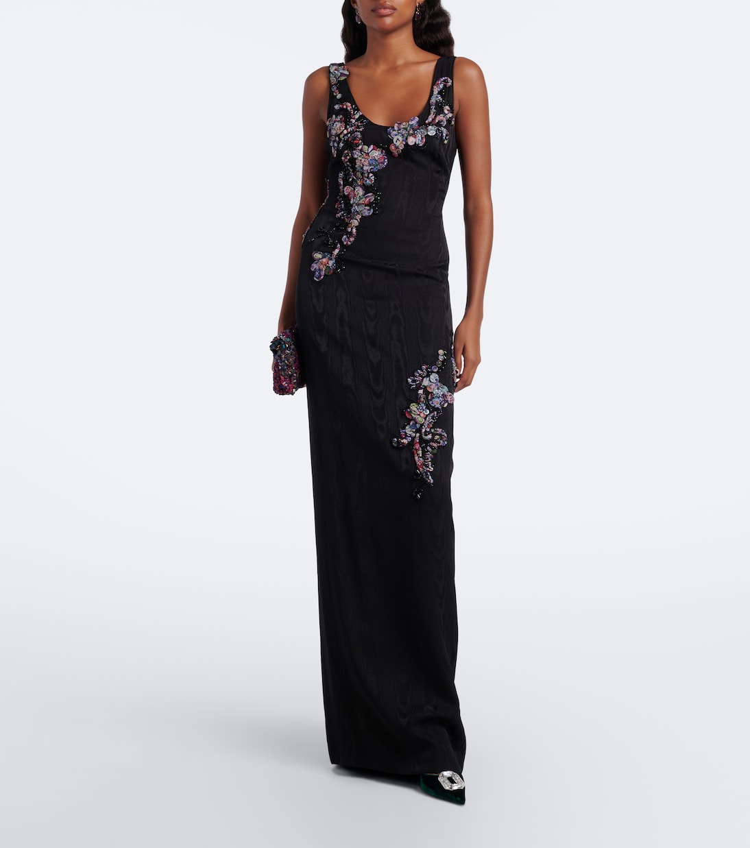 Amina Muaddi - Camelia embellished velvet slingback pumps
