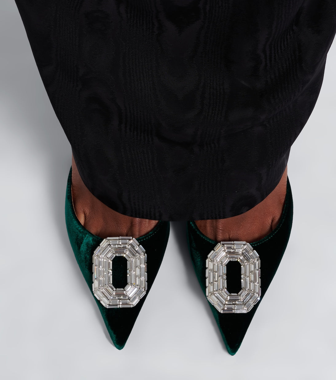 Amina Muaddi - Camelia embellished velvet slingback pumps