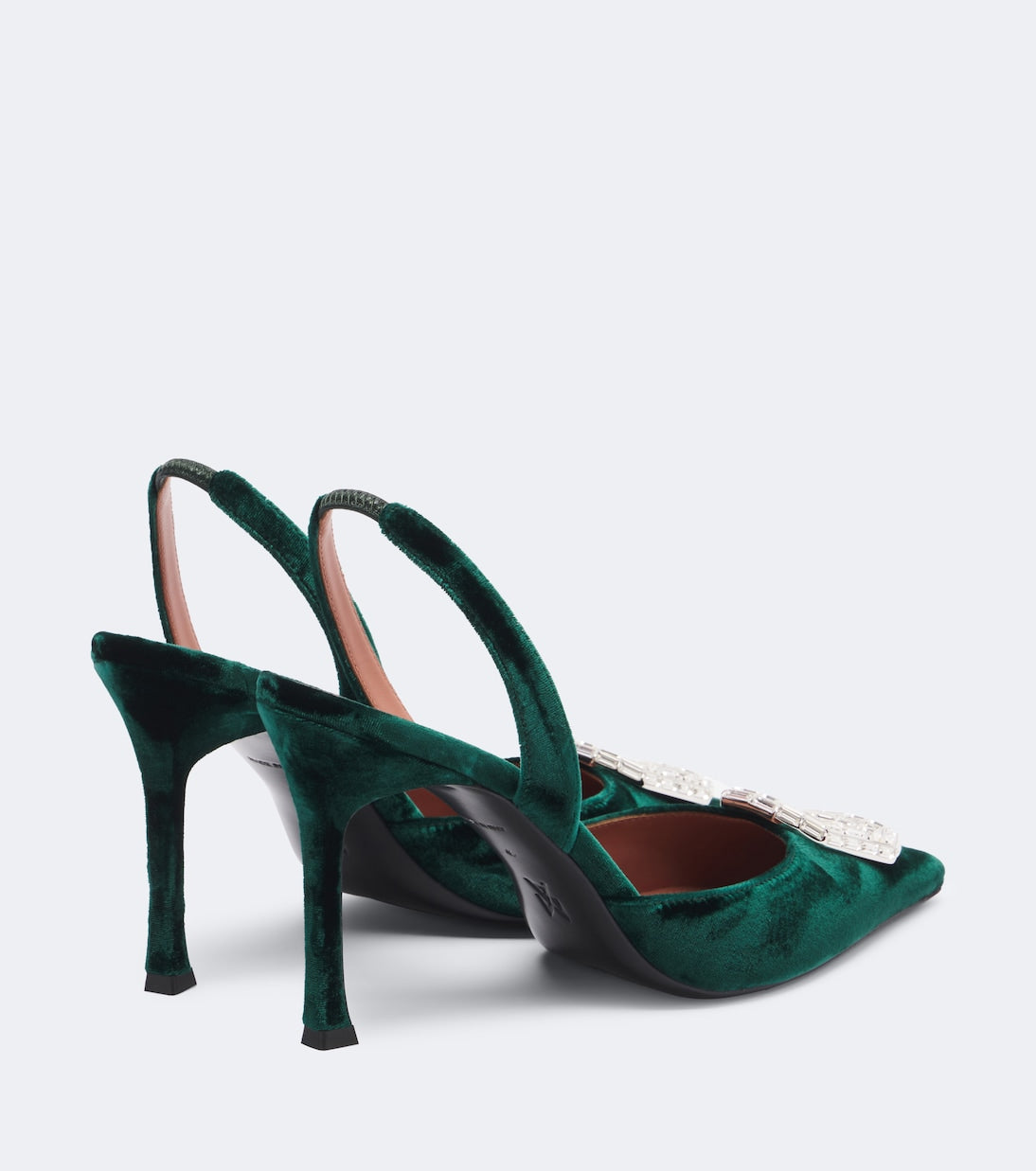 Amina Muaddi - Camelia embellished velvet slingback pumps