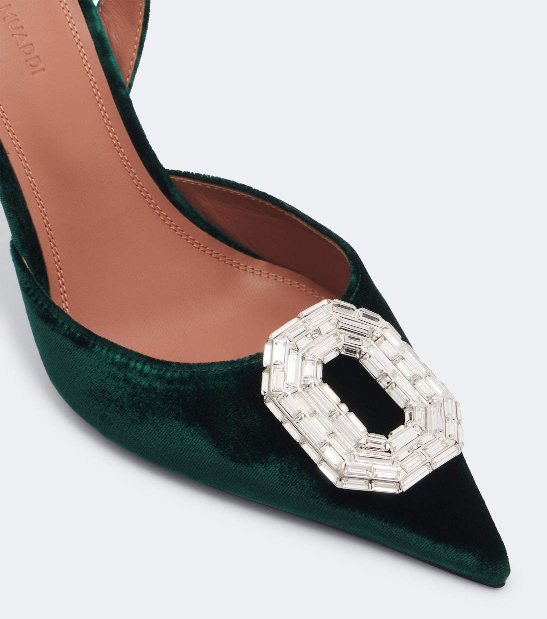 Amina Muaddi - Camelia embellished velvet slingback pumps
