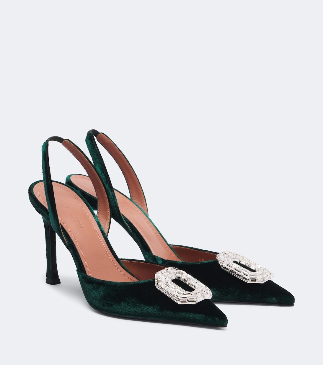 Amina Muaddi - Camelia embellished velvet slingback pumps