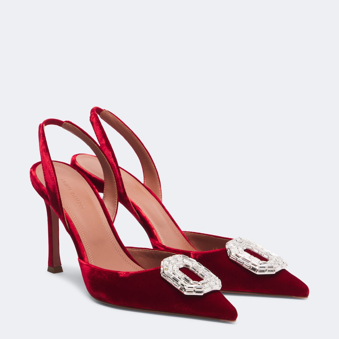 Amina Muaddi - Camelia embellished velvet slingback pumps