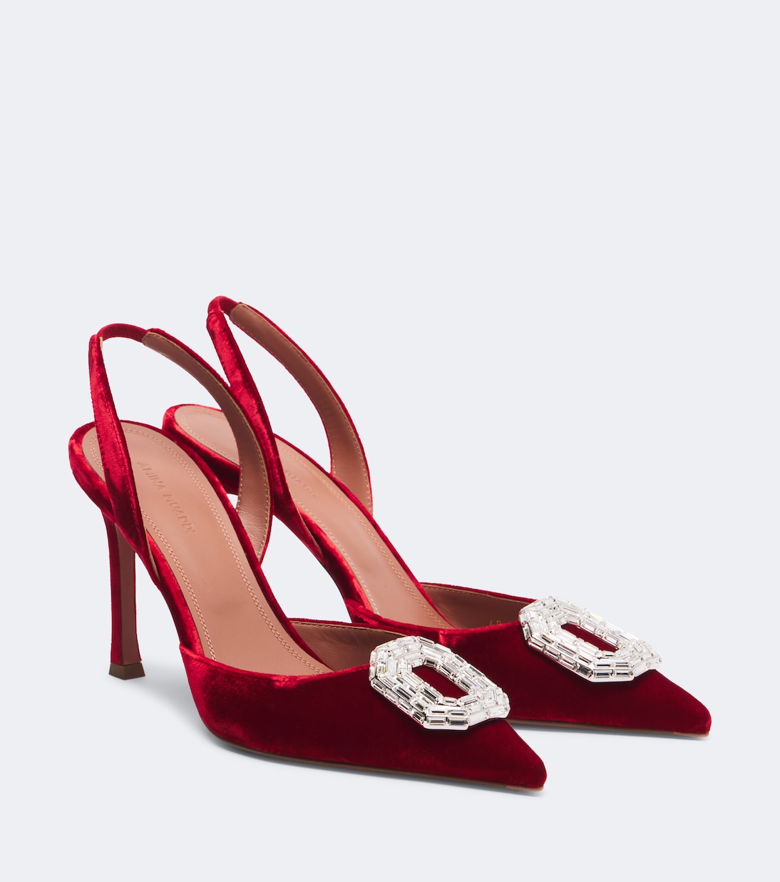 Amina Muaddi - Camelia embellished velvet slingback pumps