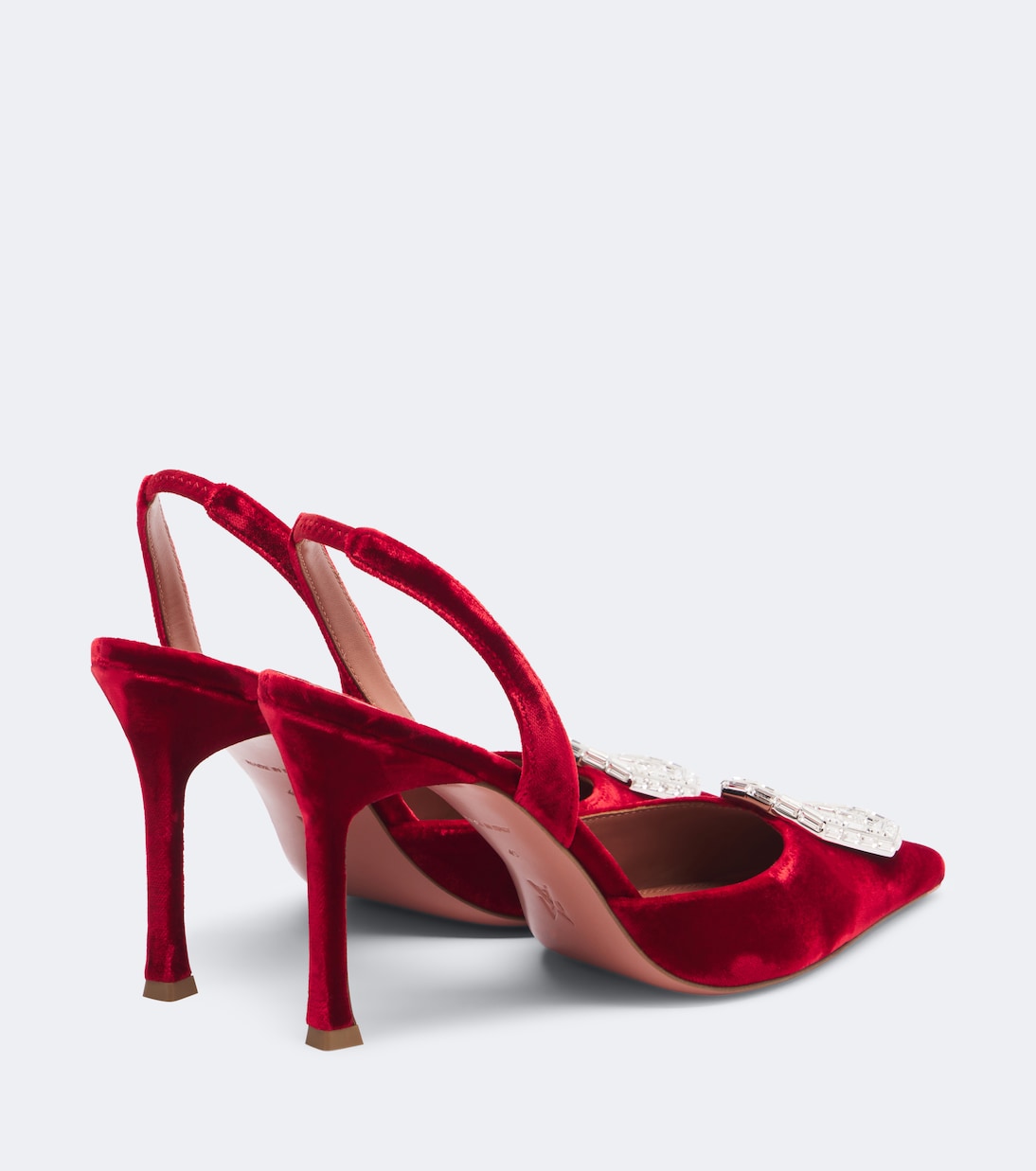 Amina Muaddi - Camelia embellished velvet slingback pumps