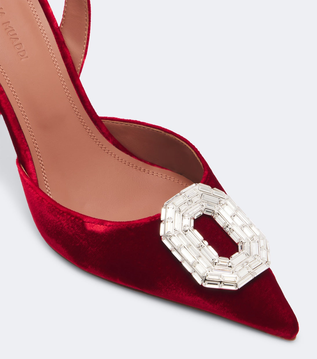 Amina Muaddi - Camelia embellished velvet slingback pumps