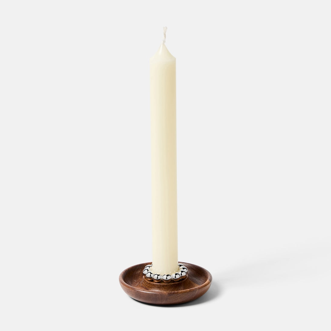 Christofle - Perles wood and silver-plated metal candle holder