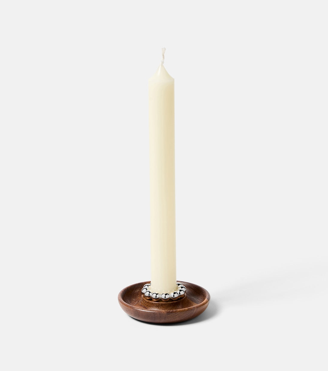 Christofle - Perles wood and silver-plated metal candle holder