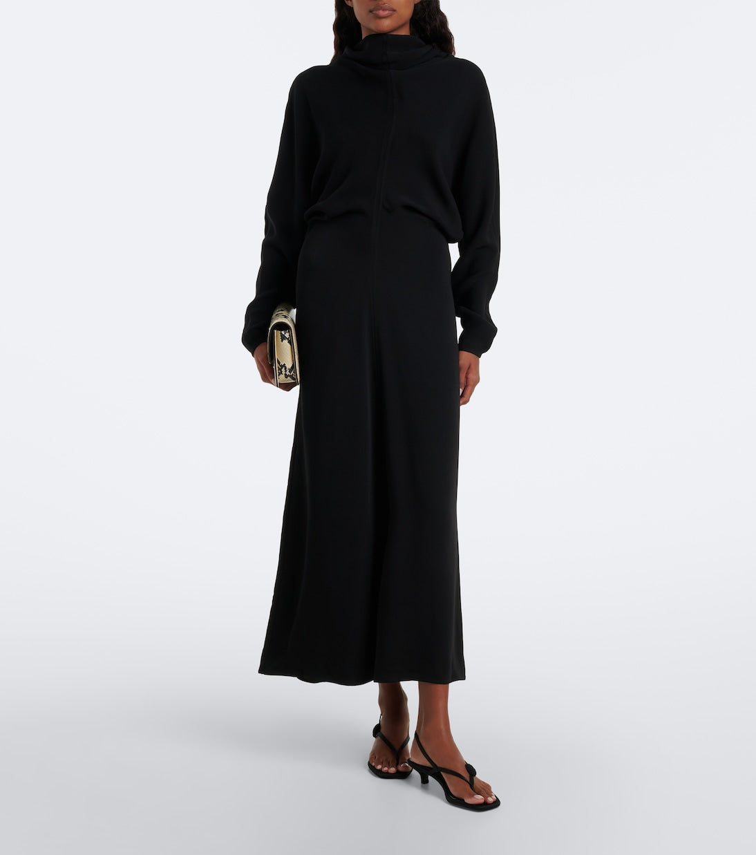 Toteme - Draped turtleneck cady midi dress