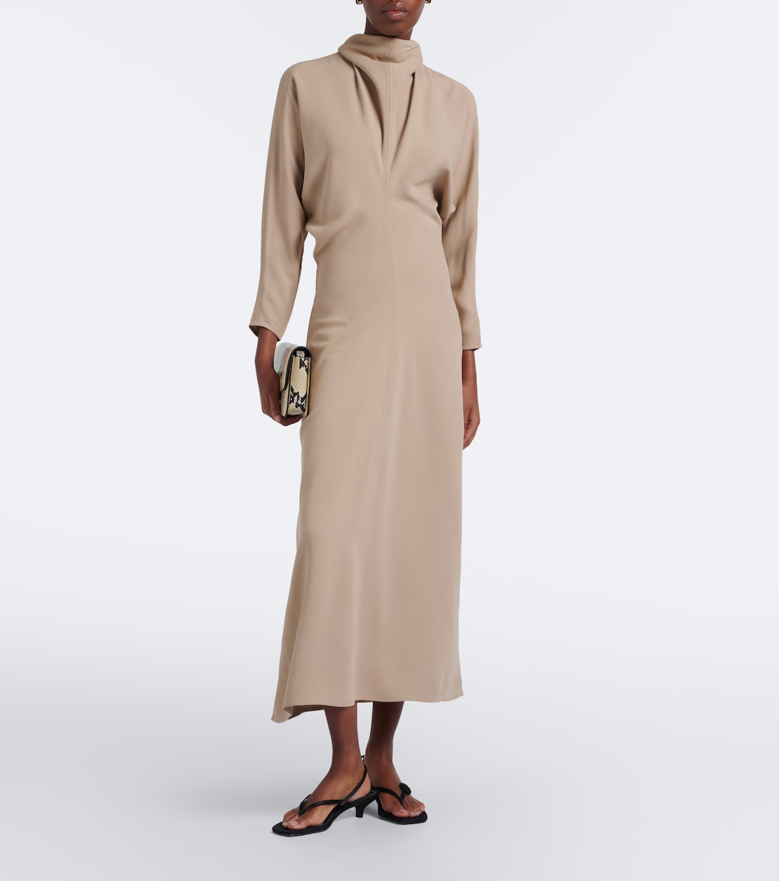 Toteme - Draped tie-neck cady midi dress