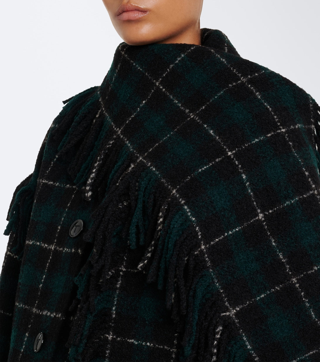 Toteme - Fringed checked wool-blend coat
