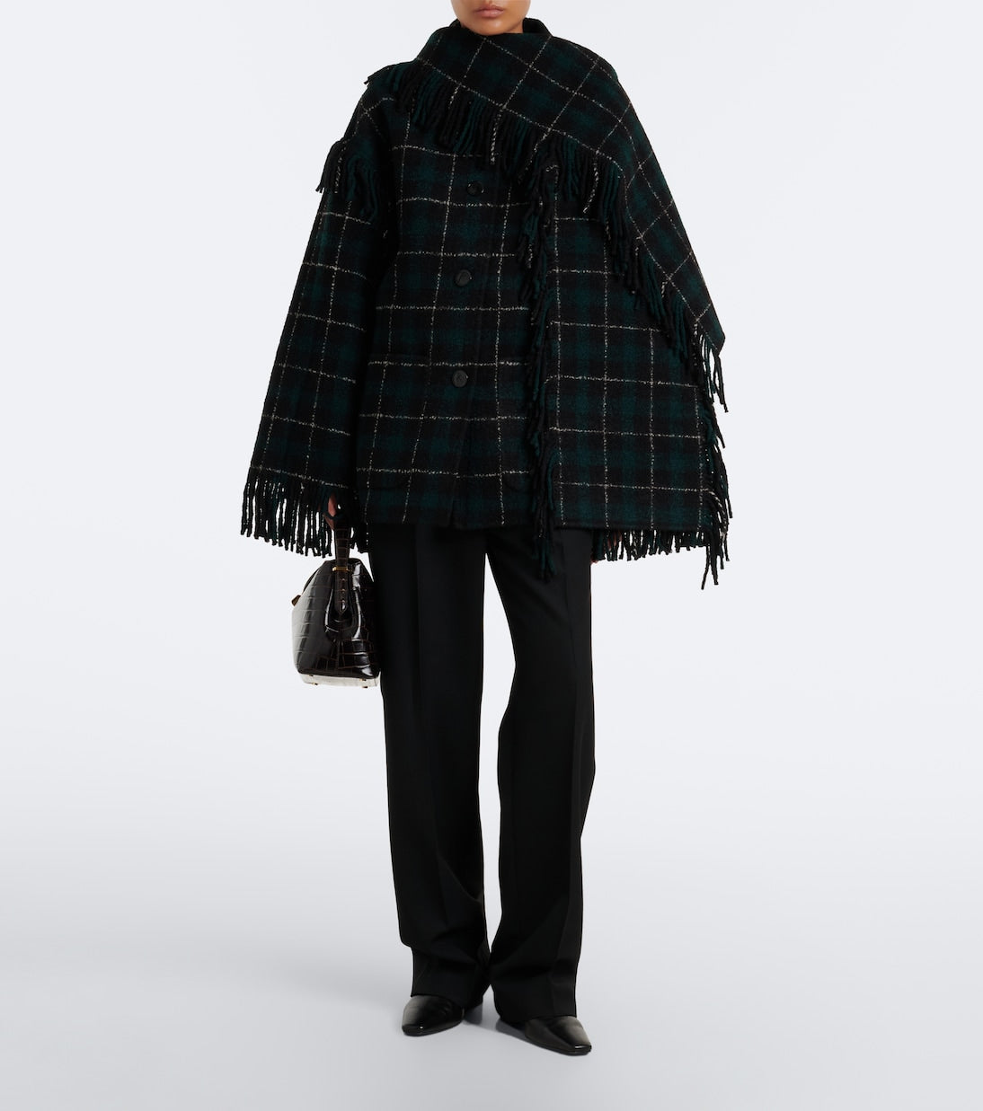 Toteme - Fringed checked wool-blend coat