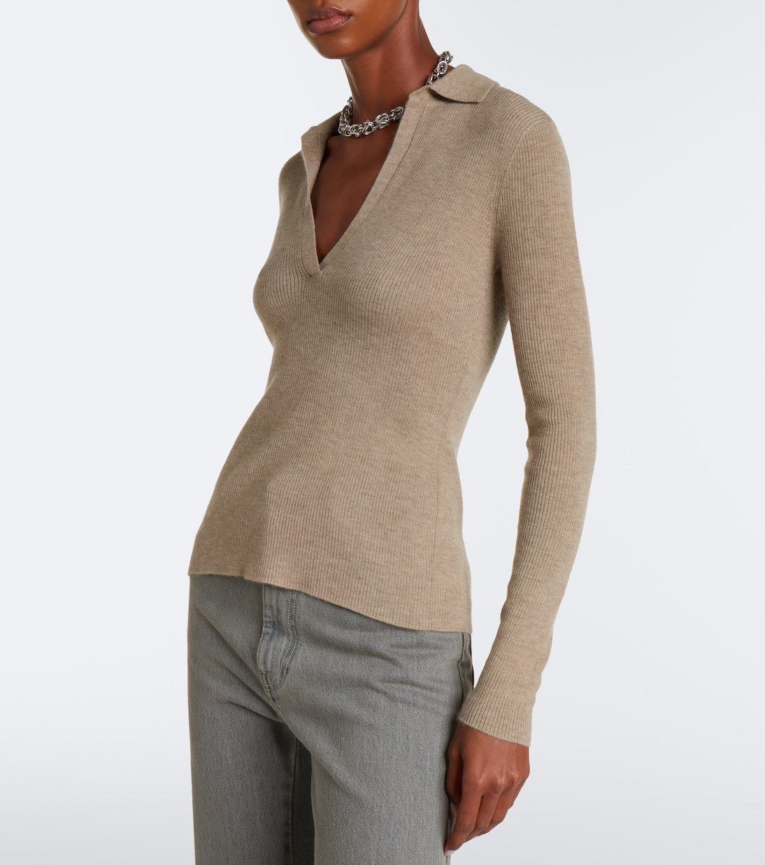Max Mara - Ribbed-knit cashmere polo sweater