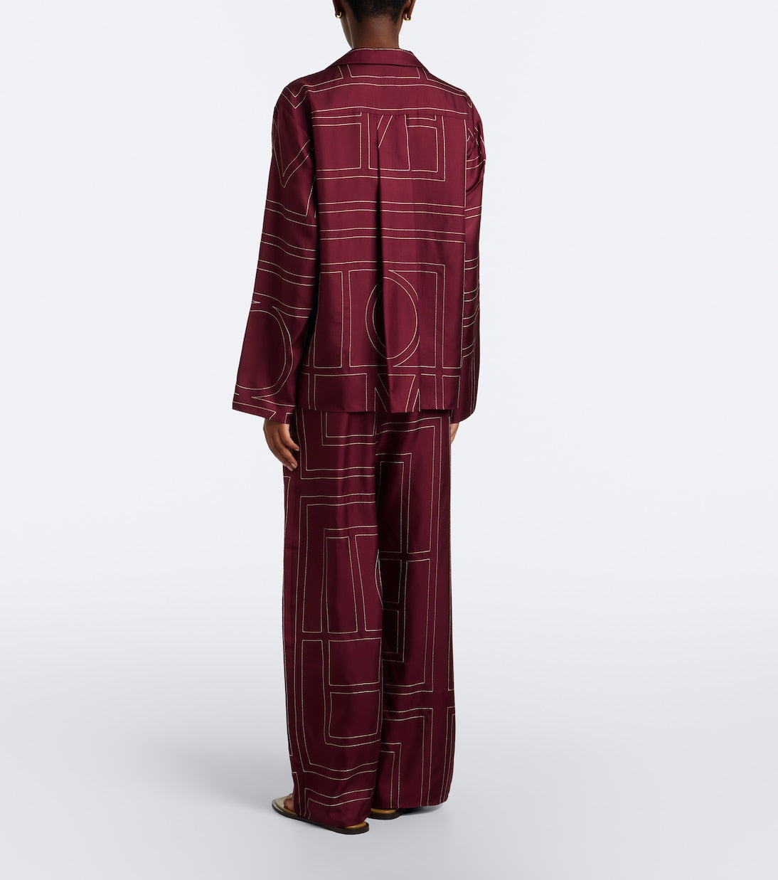 Toteme - Monogram silk twill wide-leg pants