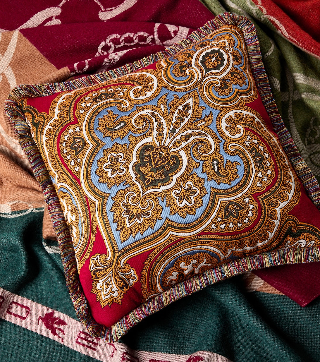 Etro - Kash fringed paisley jacquard cushion