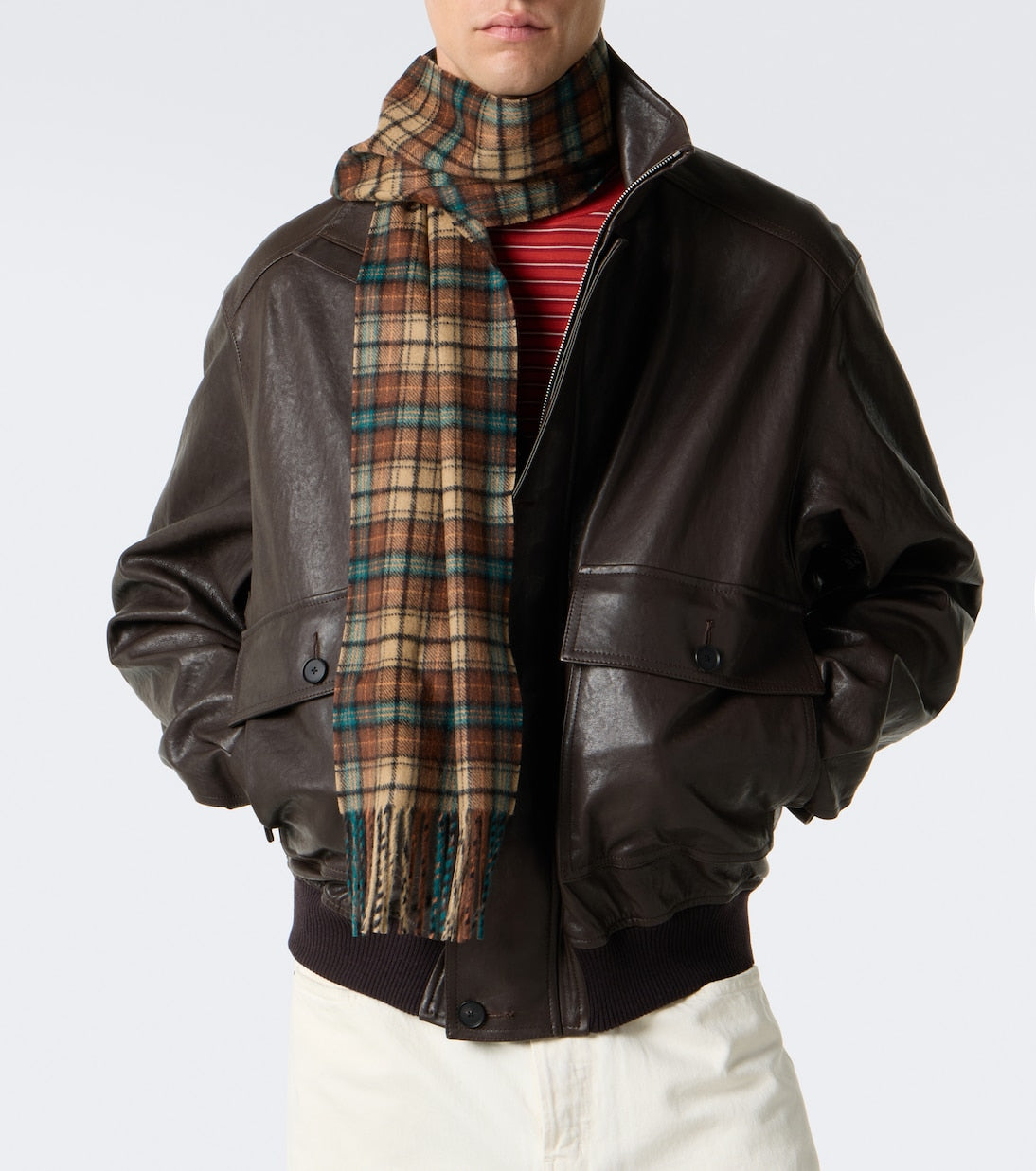 Auralee - Checked fringed cashmere scarf