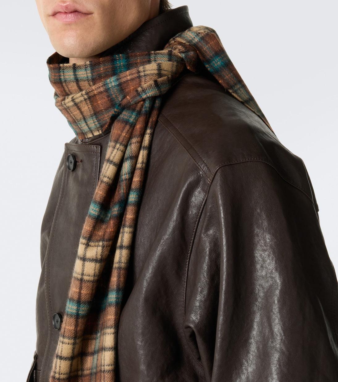Auralee - Checked fringed cashmere scarf