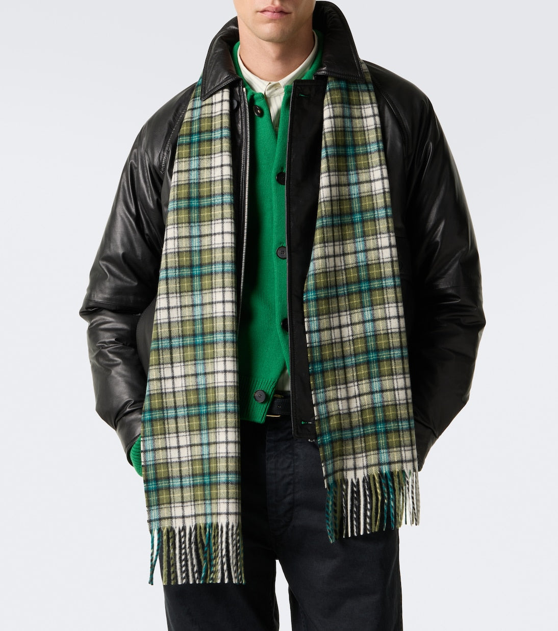 Auralee - Checked fringed cashmere scarf