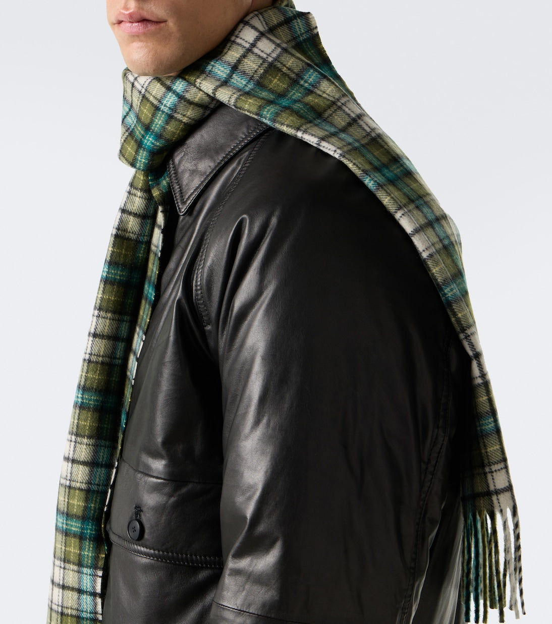 Auralee - Checked fringed cashmere scarf