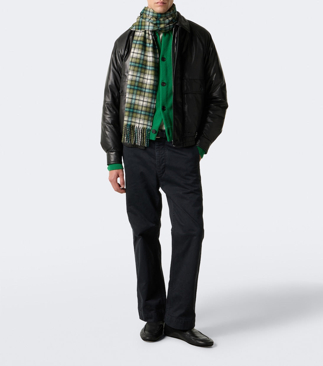 Auralee - Checked fringed cashmere scarf