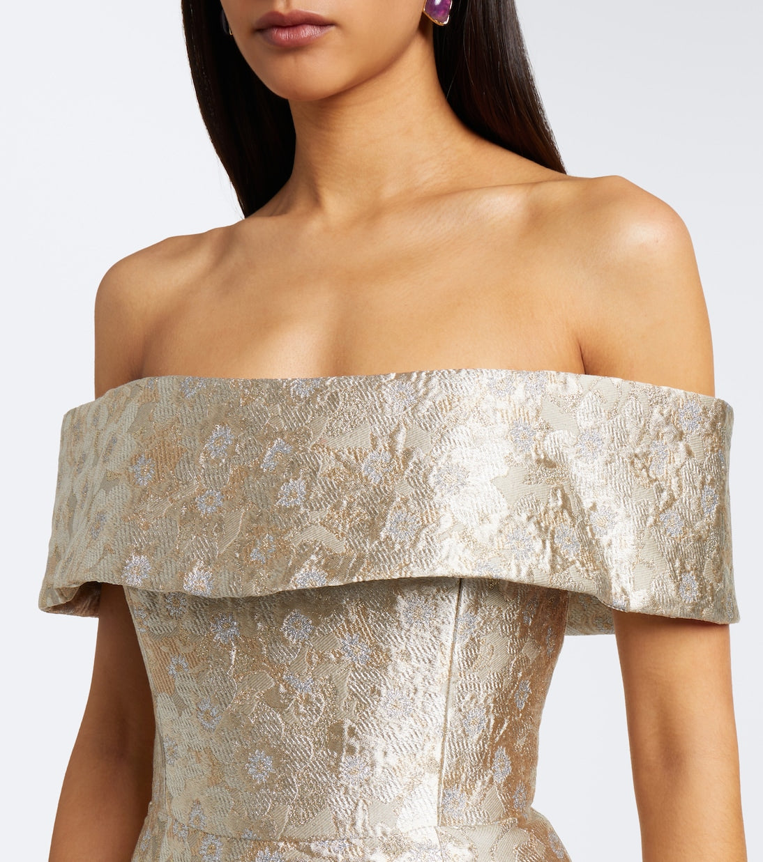 Markarian - Clover floral brocade bustier gown