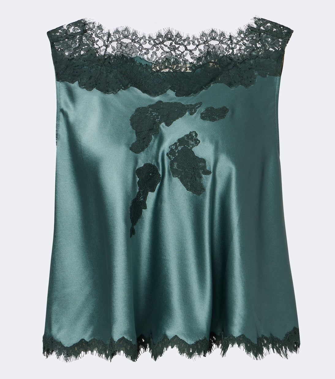 Dôen - Valerina lace-trimmed silk satin top