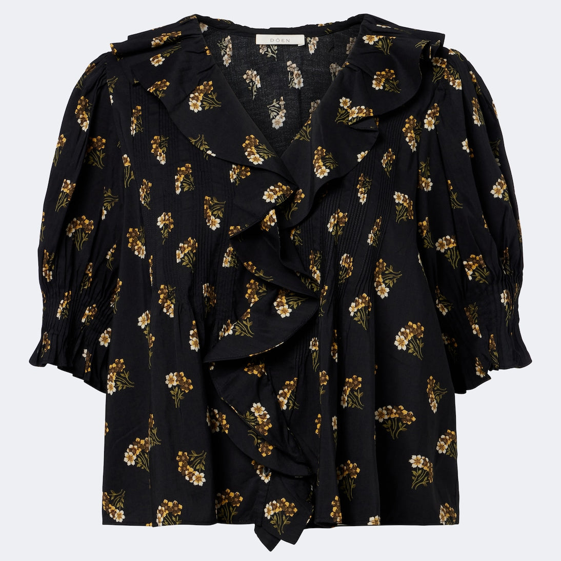 Dôen - Henri floral ruffled cotton-blend blouse