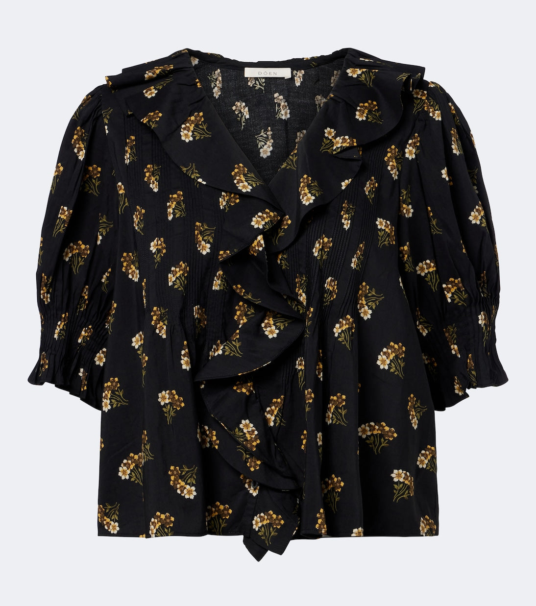 Dôen - Henri floral ruffled cotton-blend blouse
