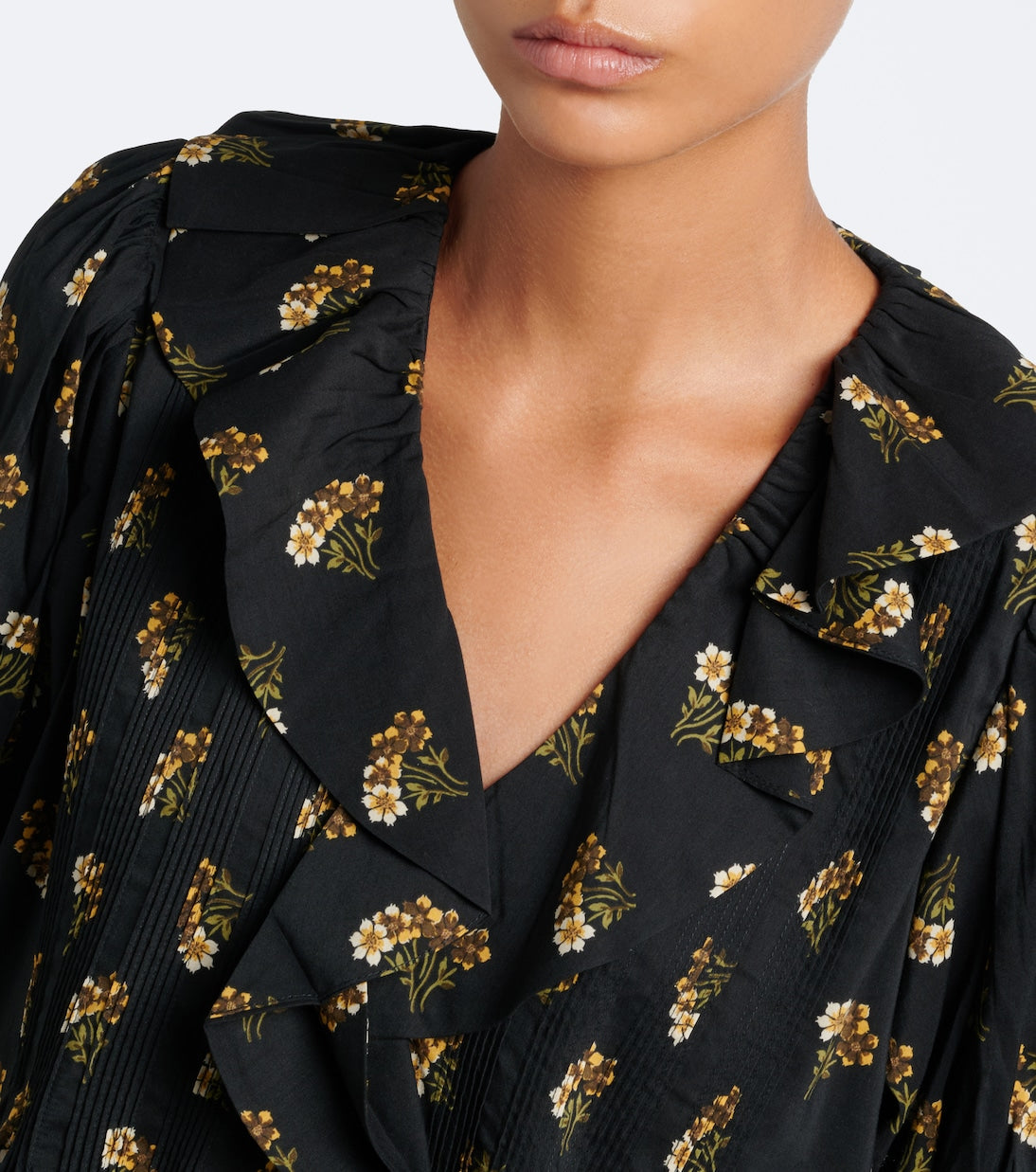 Dôen - Henri floral ruffled cotton-blend blouse