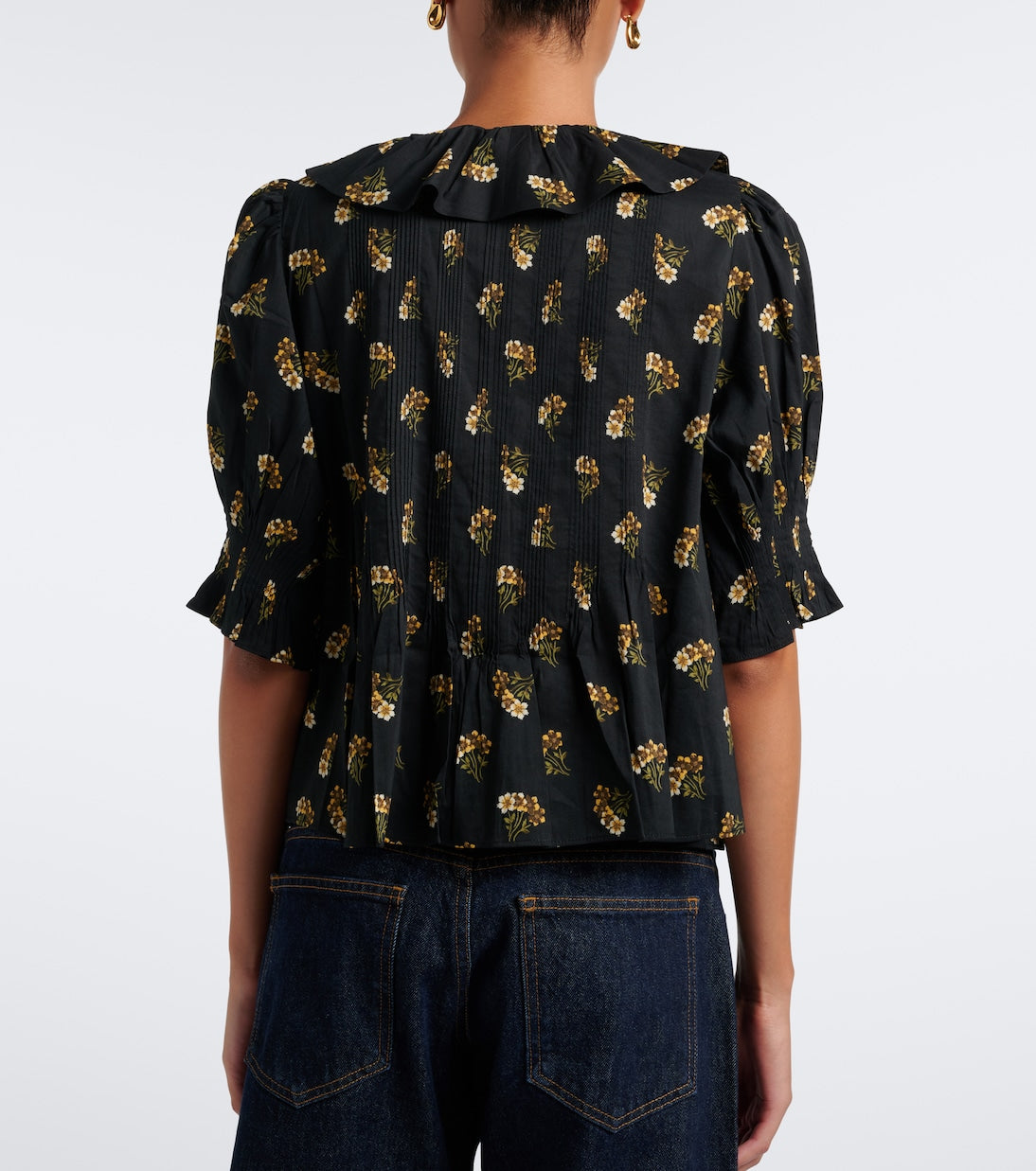 Dôen - Henri floral ruffled cotton-blend blouse