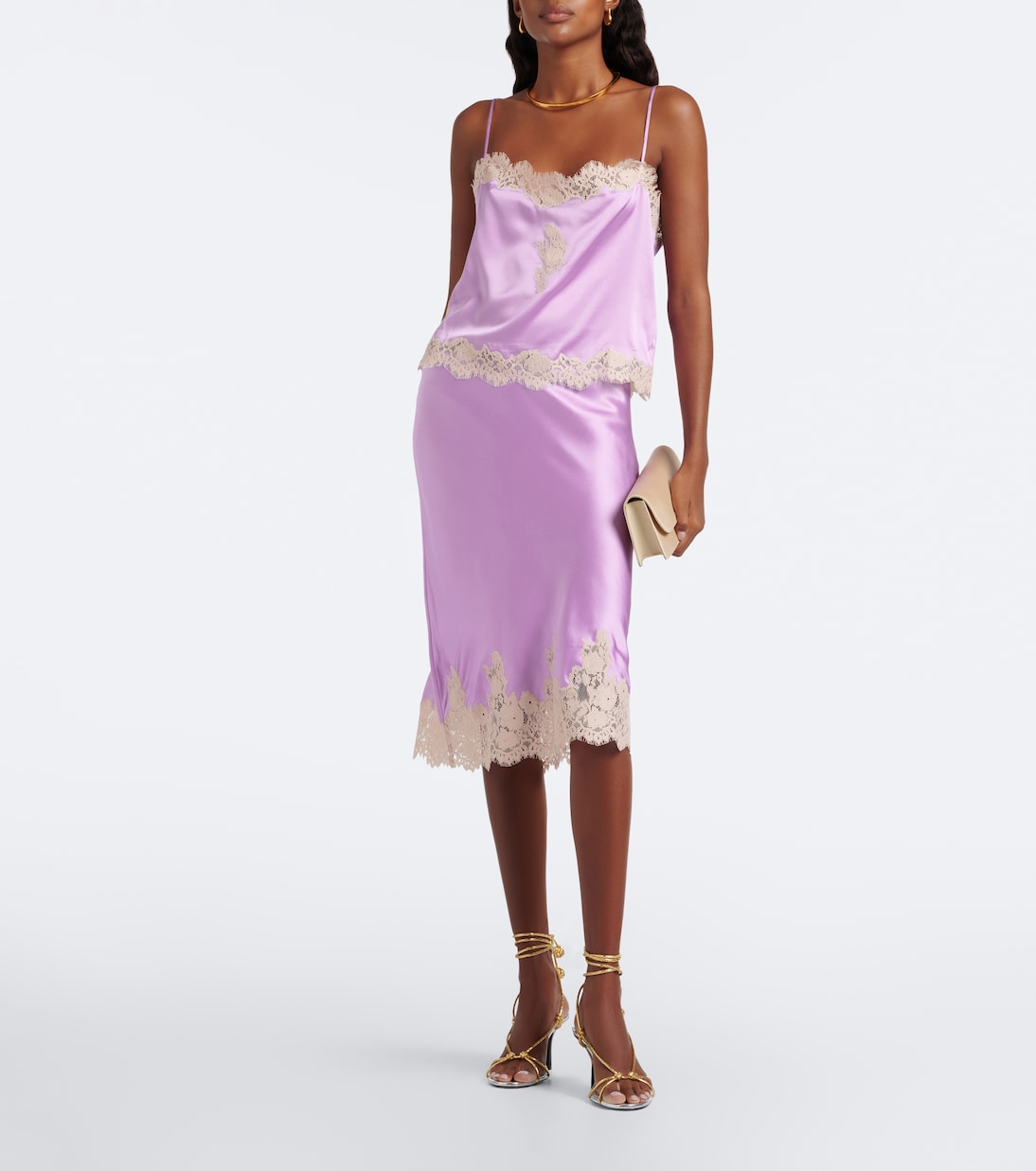 Dôen - Elowette lace-trimmed silk slip skirt