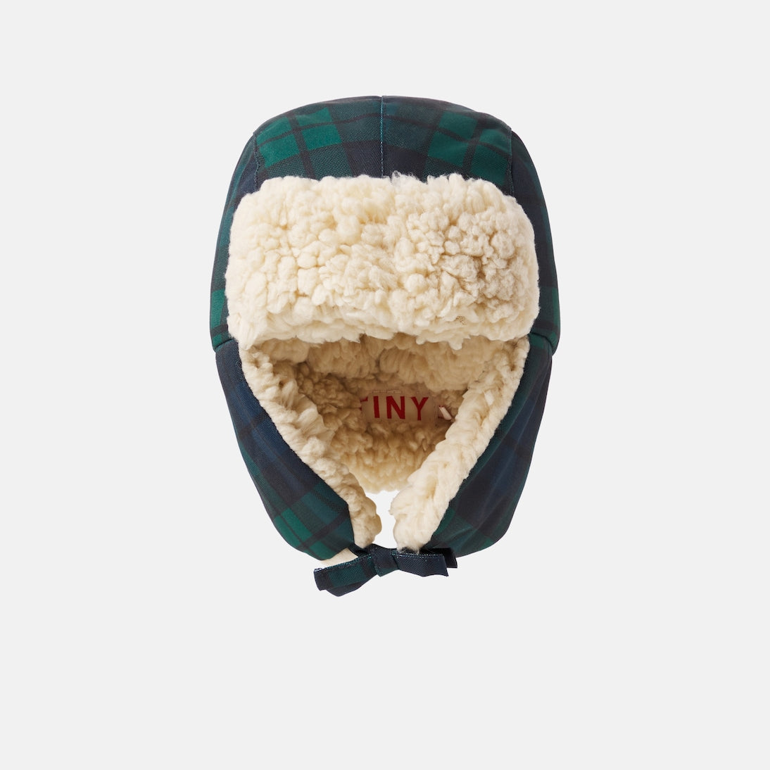 Tinycottons - Checked teddy-trimmed aviator hat