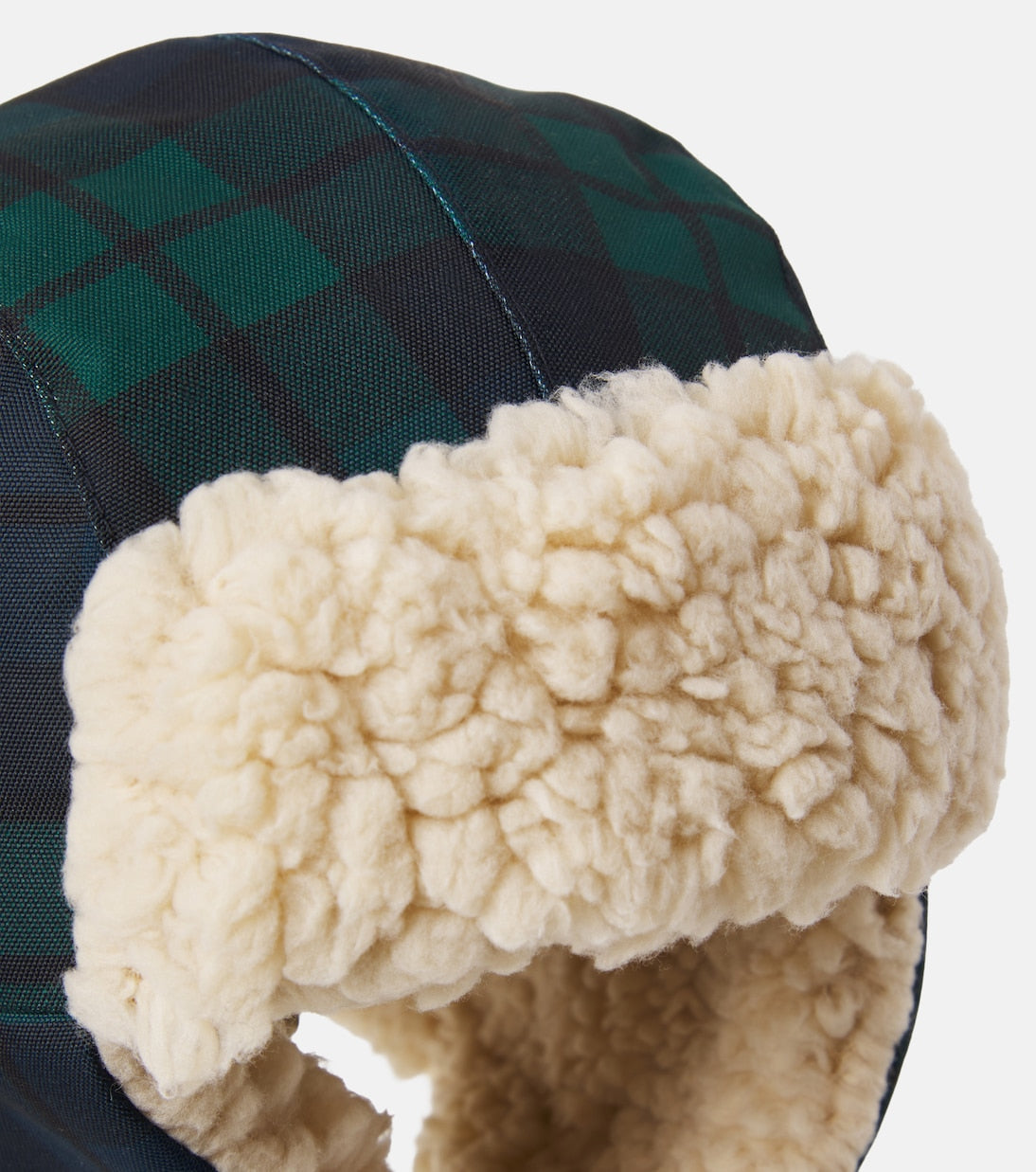 Tinycottons - Checked teddy-trimmed aviator hat