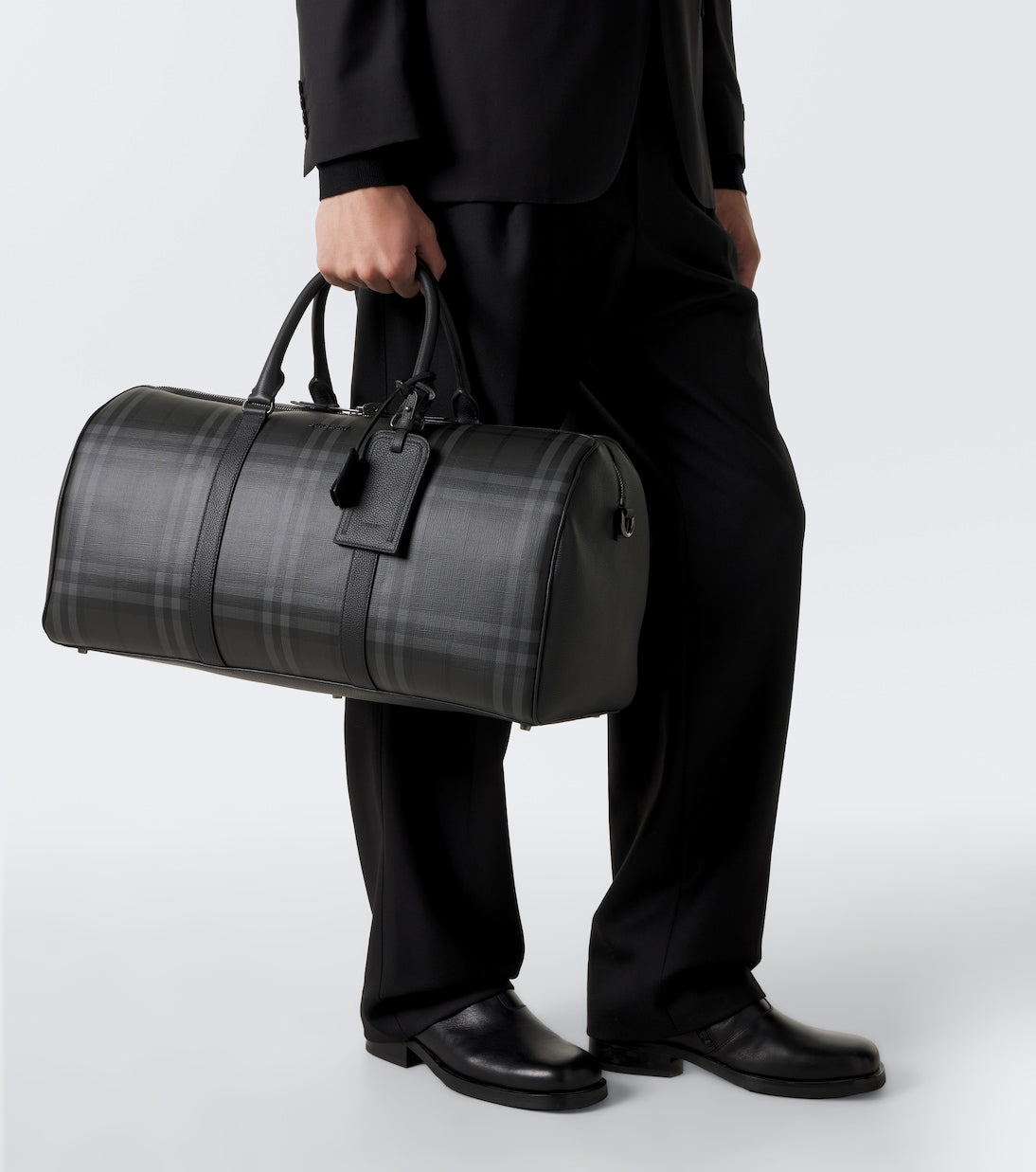 Burberry - Burberry Check leather-trimmed duffel bag