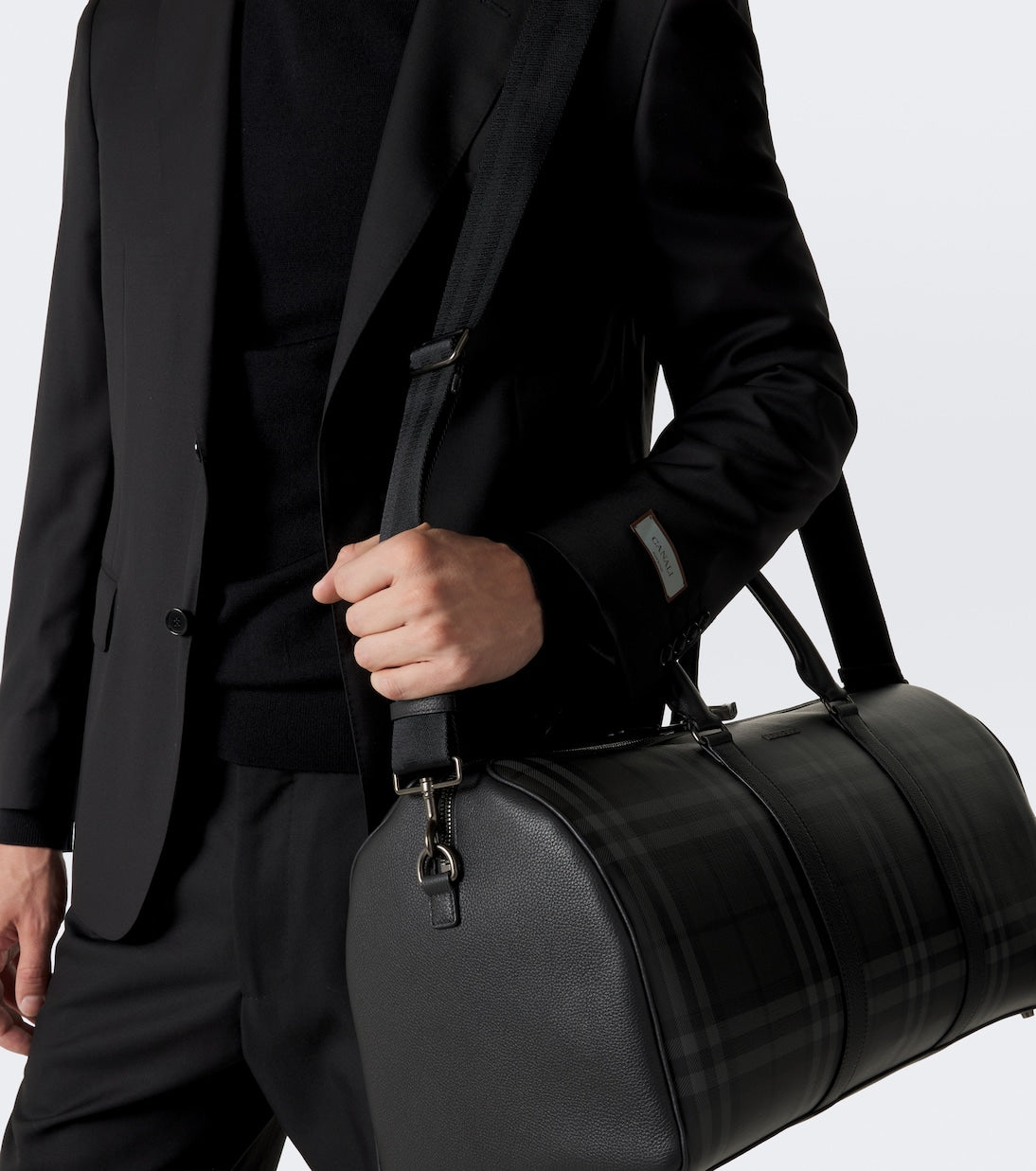 Burberry - Burberry Check leather-trimmed duffel bag