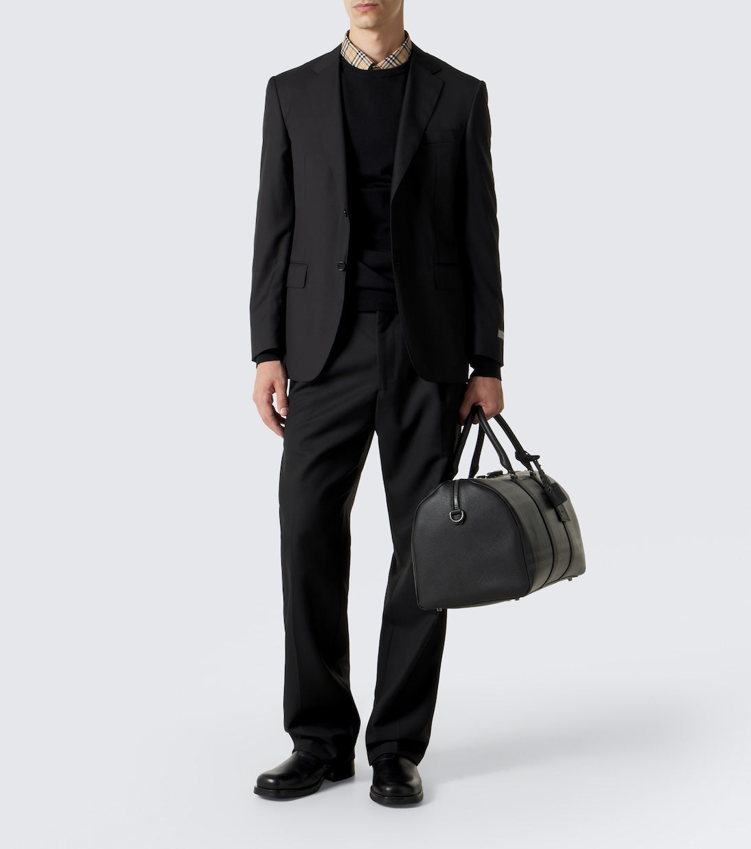Burberry - Burberry Check leather-trimmed duffel bag