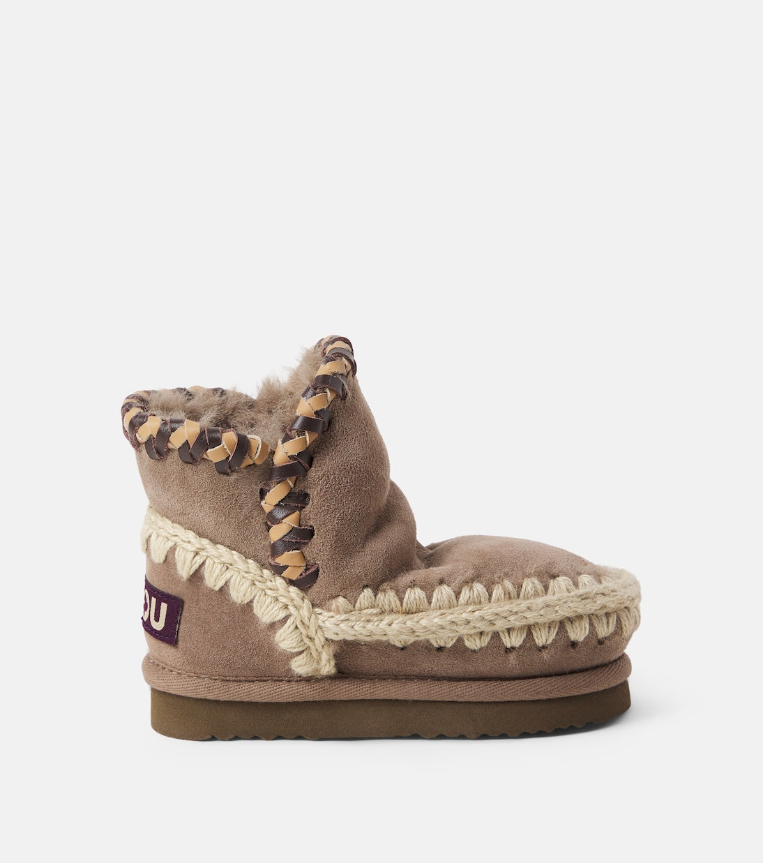 Mou Kids - Embroidered shearling-lined suede boots