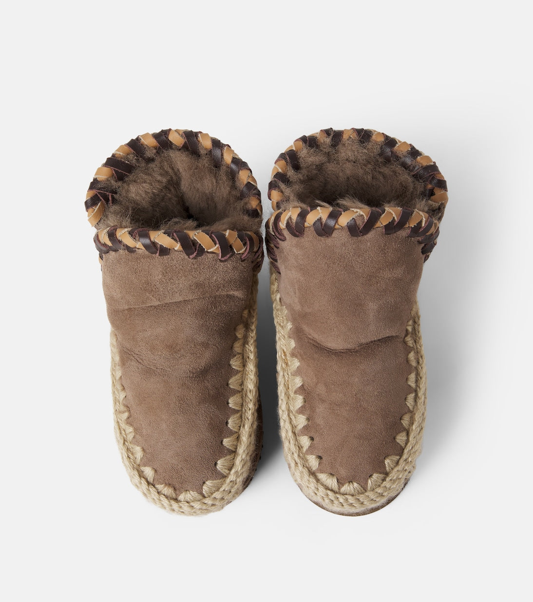 Mou Kids - Embroidered shearling-lined suede boots