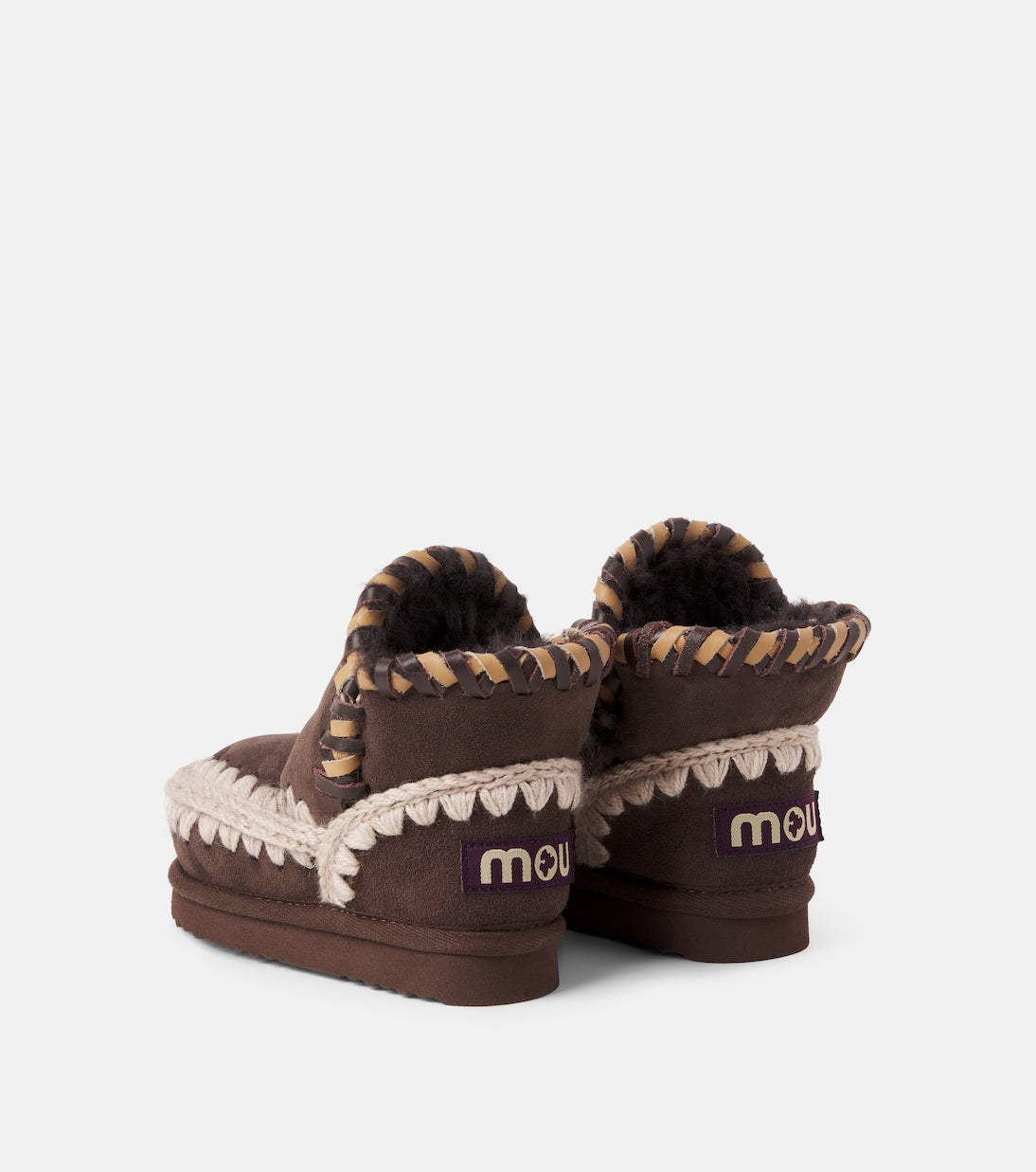 Mou Kids - Embroidered shearling-lined suede boots