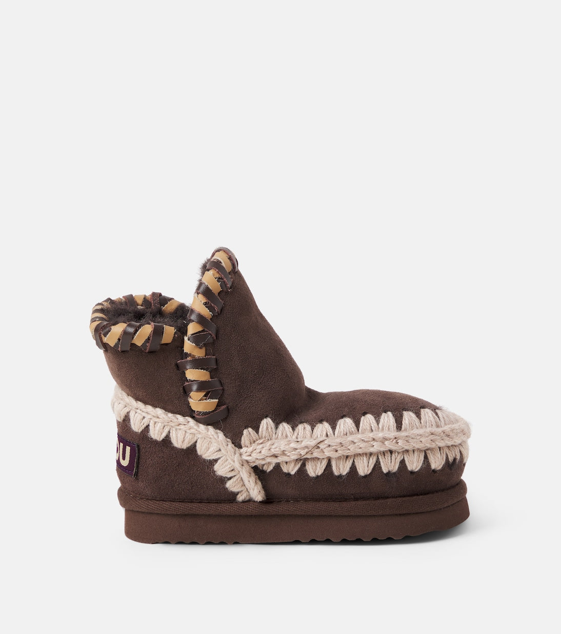 Mou Kids - Embroidered shearling-lined suede boots