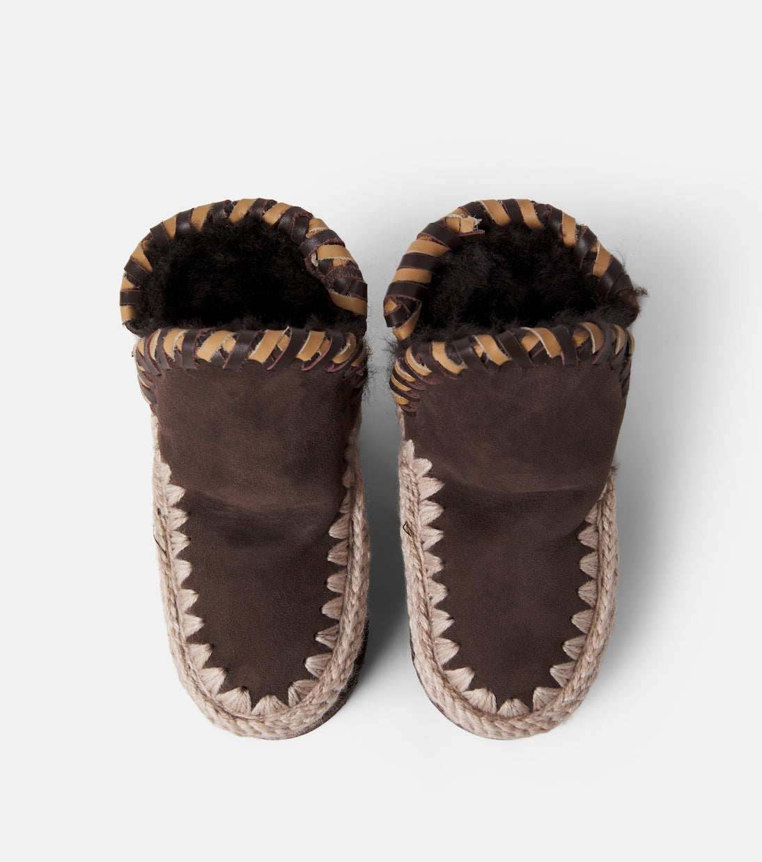 Mou Kids - Embroidered shearling-lined suede boots