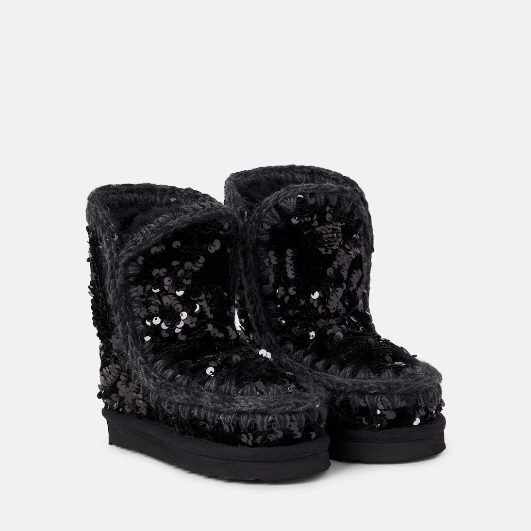 Mou Kids - Embroidered sequined shearling-lined boots