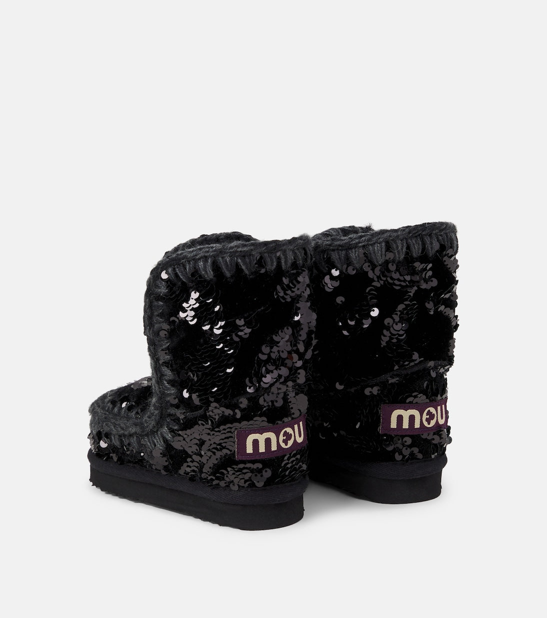 Mou Kids - Embroidered sequined shearling-lined boots