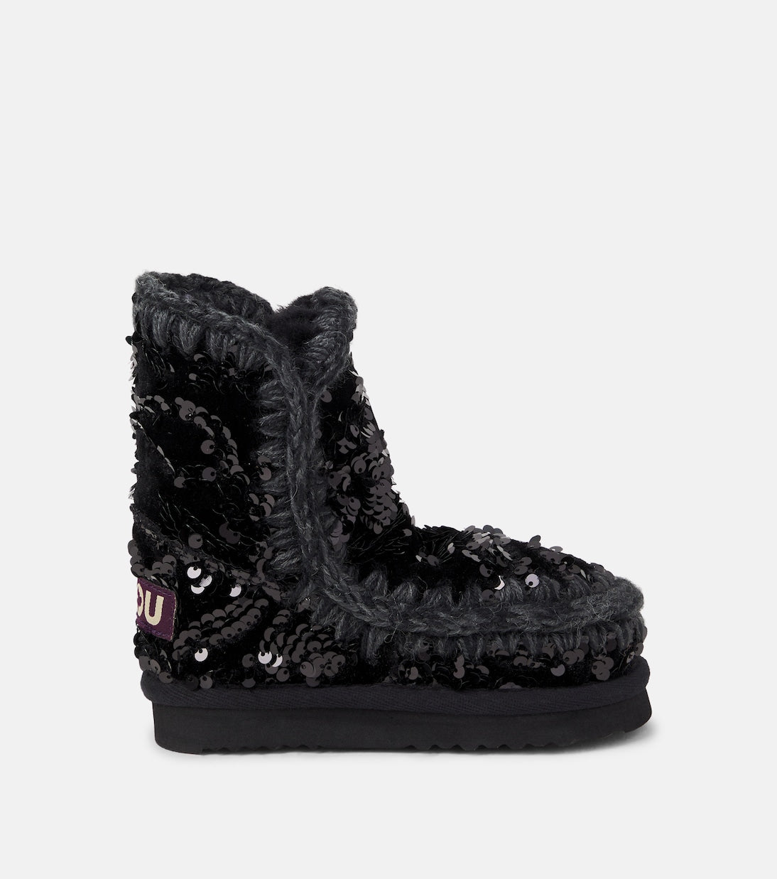 Mou Kids - Embroidered sequined shearling-lined boots