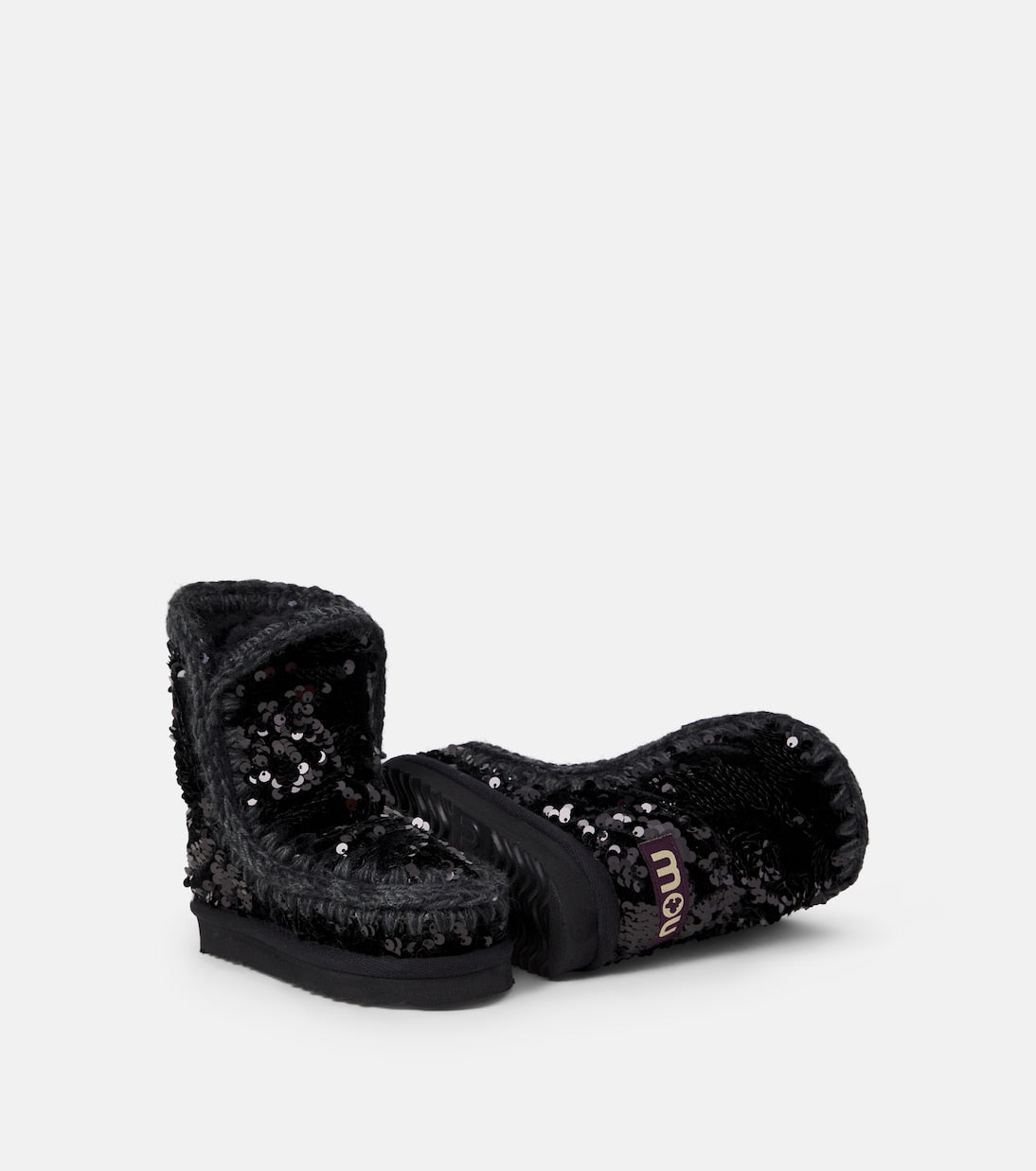 Mou Kids - Embroidered sequined shearling-lined boots