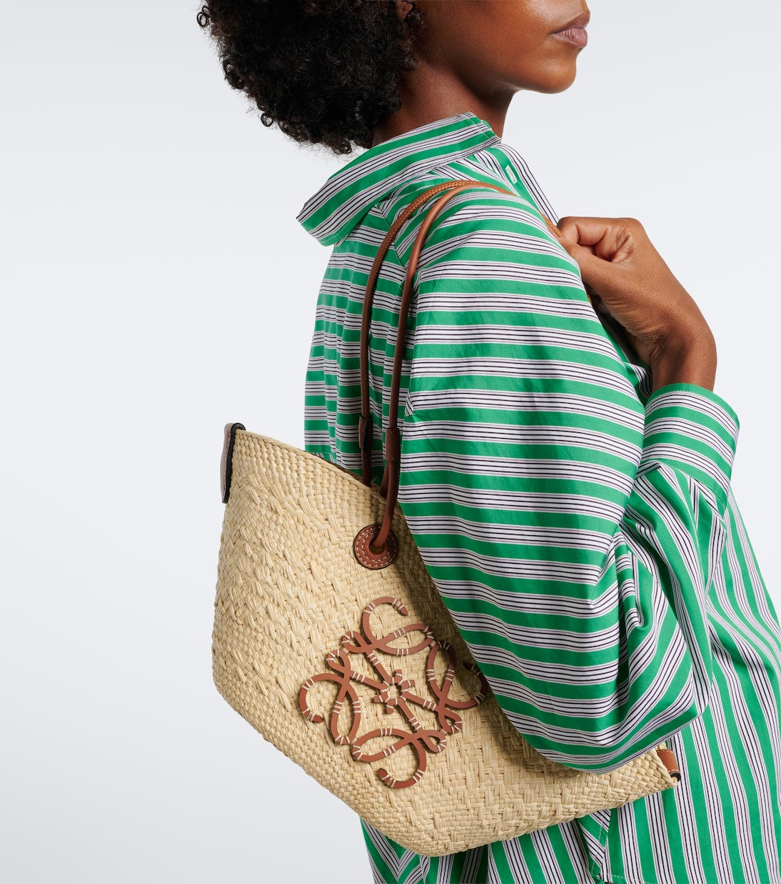 Loewe - Anagram Small leather-trimmed basket bag