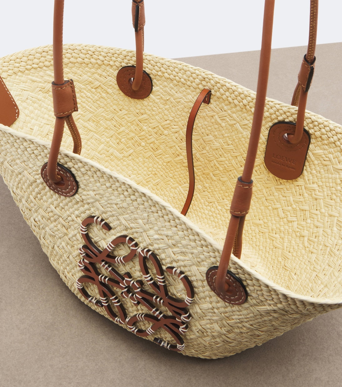 Loewe - Anagram Small leather-trimmed basket bag
