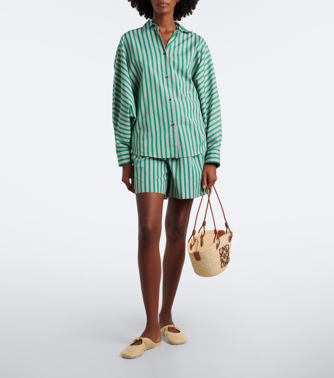 Loewe - Anagram Small leather-trimmed basket bag