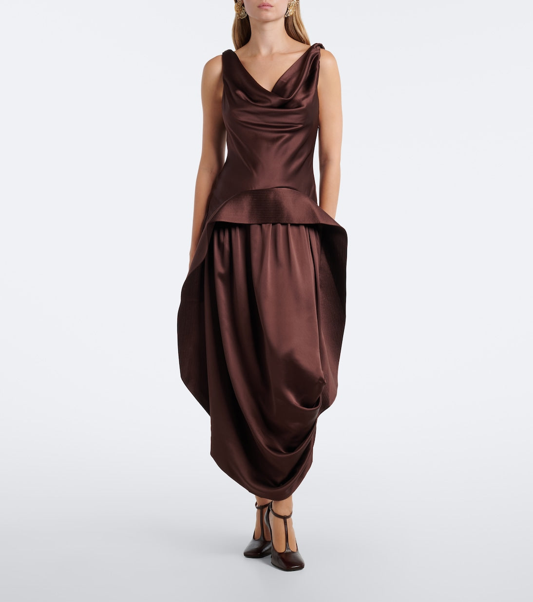 Xu Zhi - Asymmetric silk satin midi dress